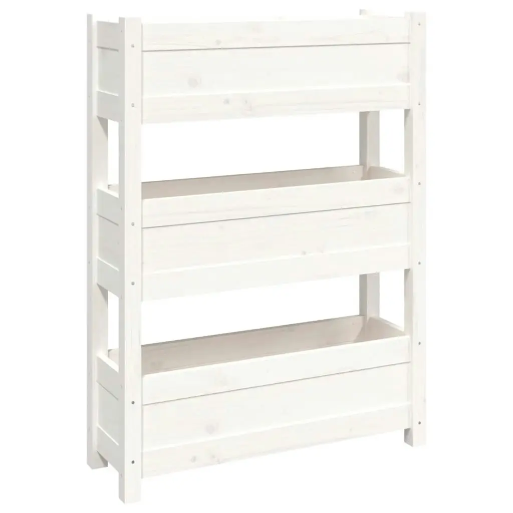 Planter White 77x25x104.5 cm Solid Wood Pine 823935