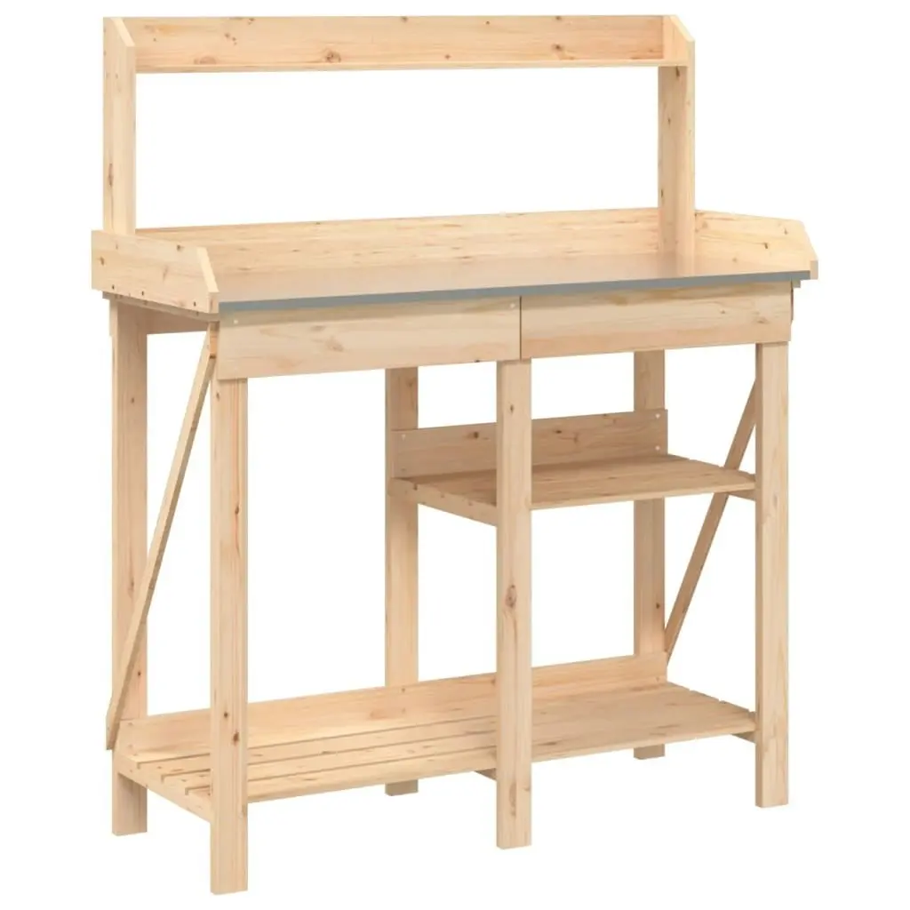 Potting Bench with Shelves Solid Wood Fir 368431