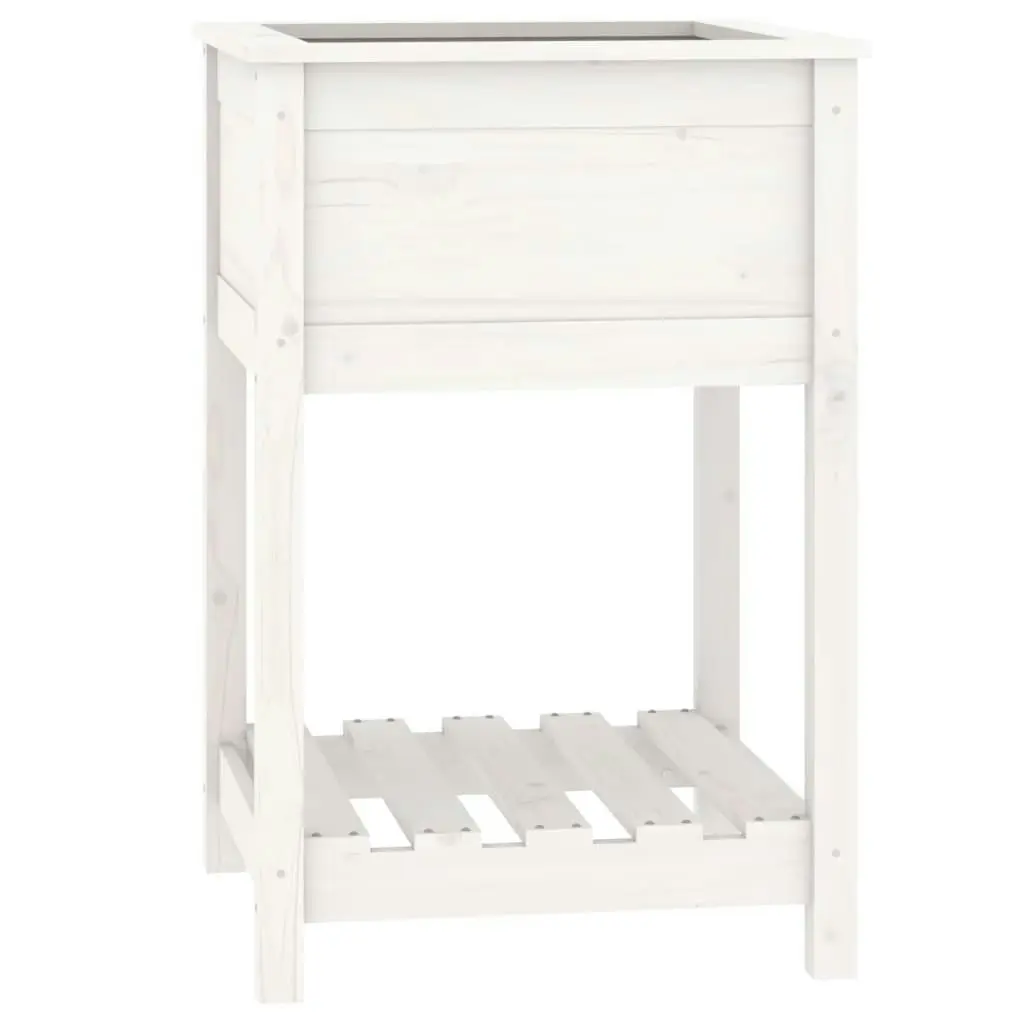 Planter with Shelf White 54x54x81 cm Solid Wood Pine 823774