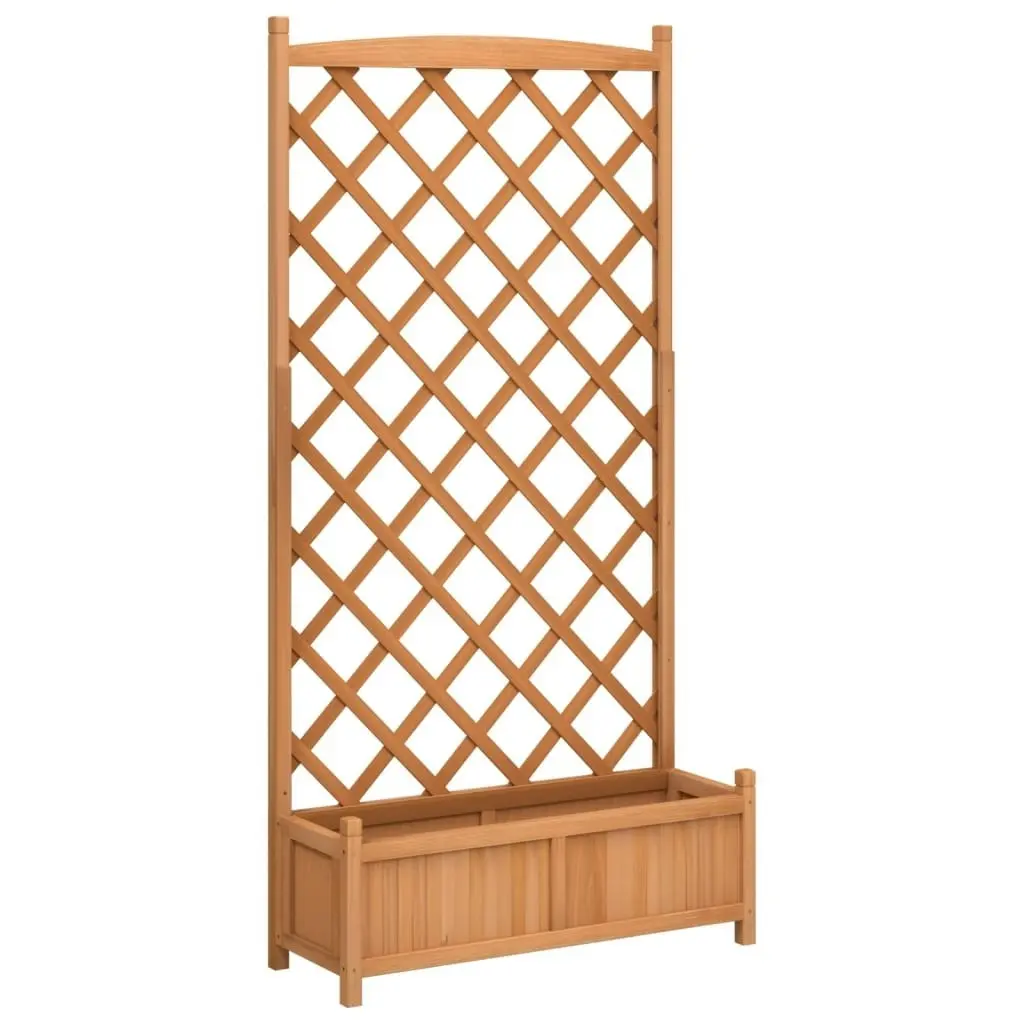 Planter with Trellis Brown Solid Wood Fir 365491