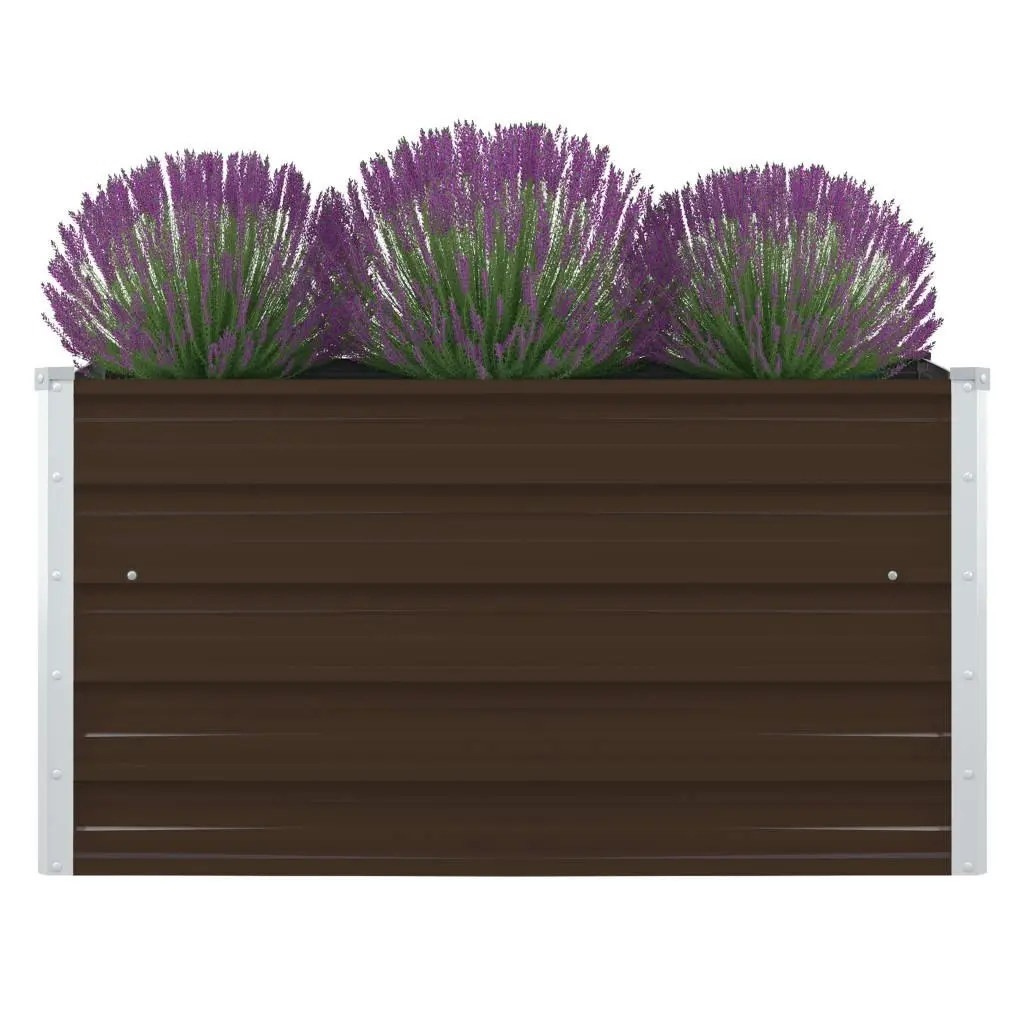 Raised Garden Bed 100x100x45 cm Galvanised Steel Brown 47023