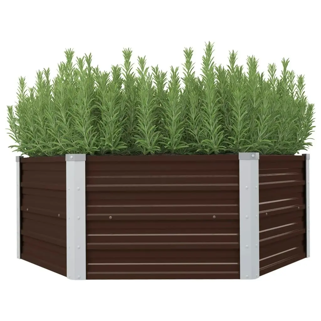 Raised Garden Bed Brown 129x129x46 cm Galvanised Steel 45710