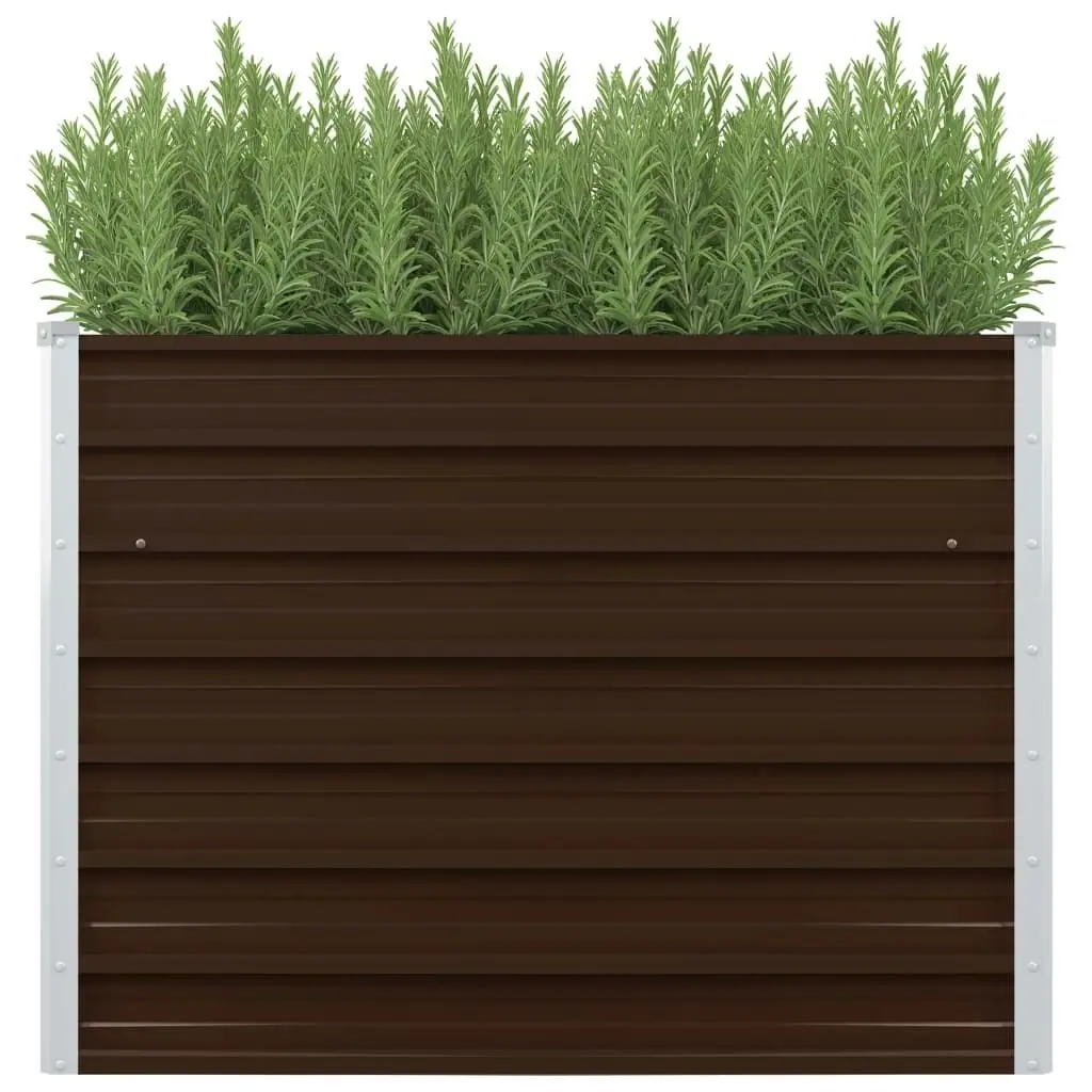 Raised Garden Bed Brown 100x100x77 cm Galvanised Steel 45712