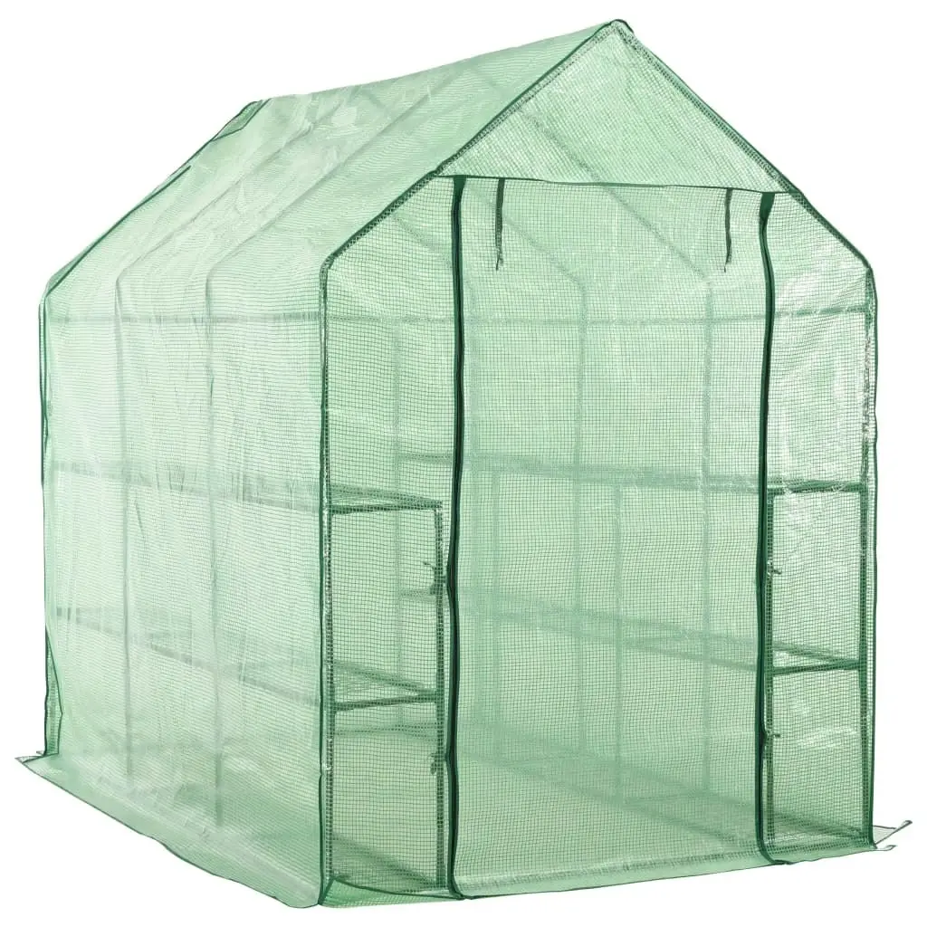 Walk-in Greenhouse with 12 Shelves Steel 143x214x196 cm 46913