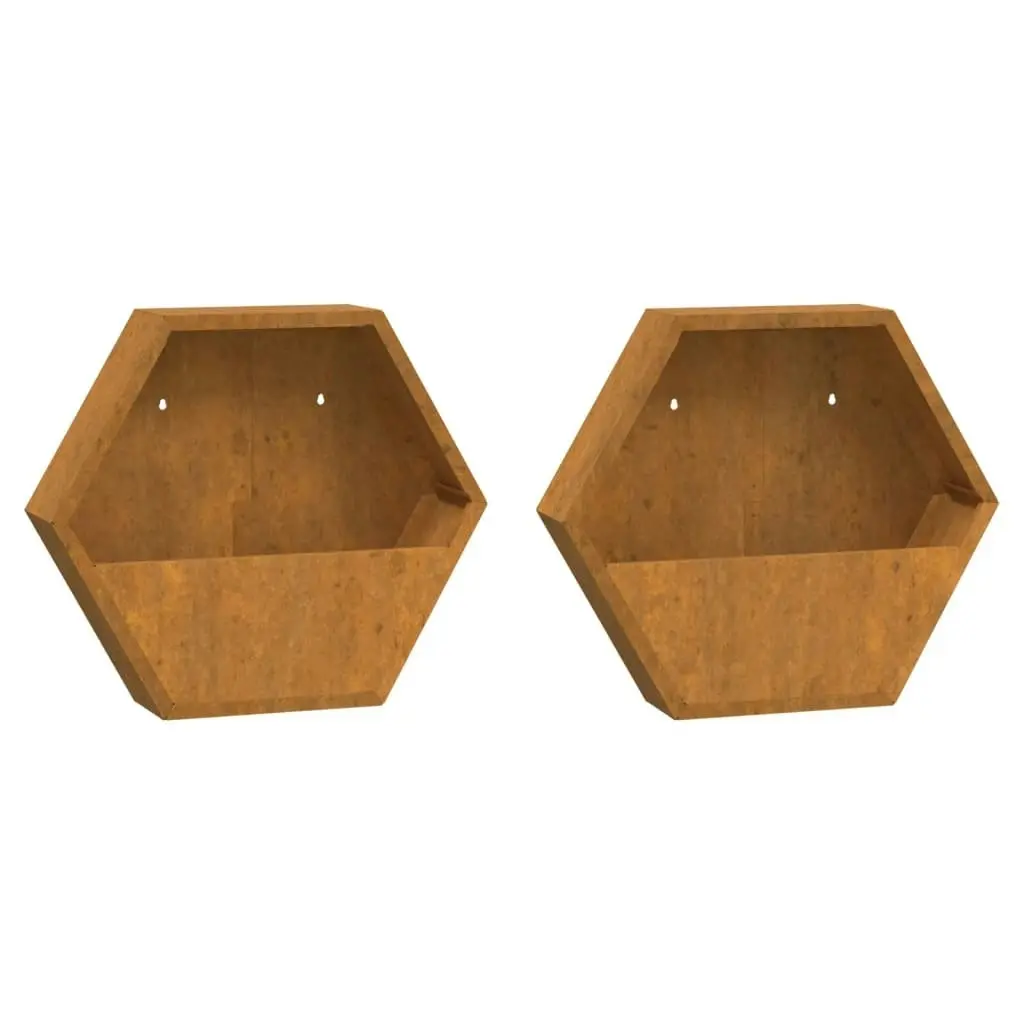 Wall Planters 2 pcs Rusty Corten Steel 46x10x40 cm 823685