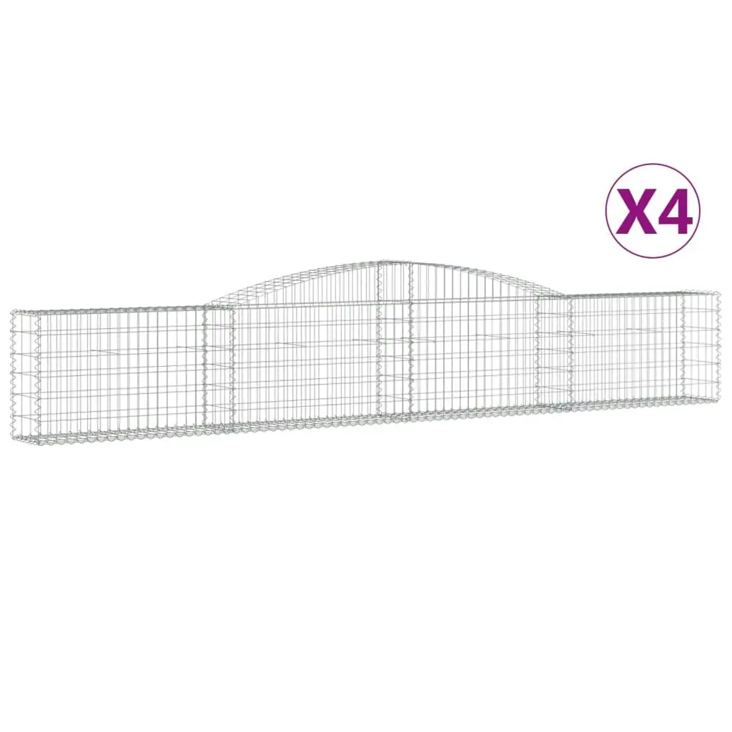 Arched Gabion Baskets 4 pcs 400x30x60/80 cm Galvanised Iron 3146842