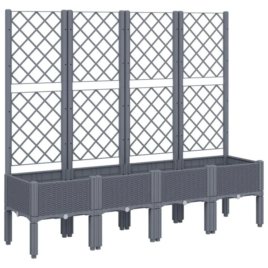 Garden Planter with Trellis Grey 160x40x142 cm PP 367931