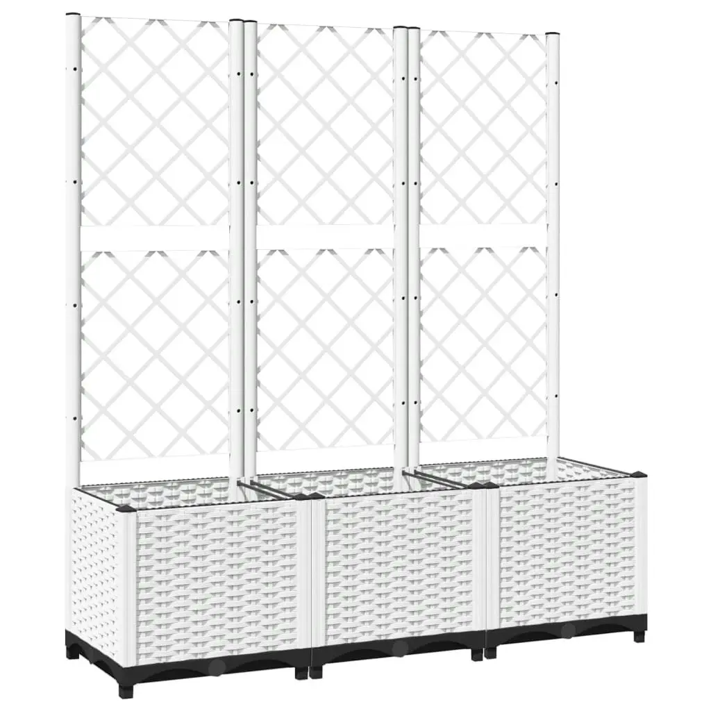 Garden Planter with Trellis White 120x40x136 cm PP 153284