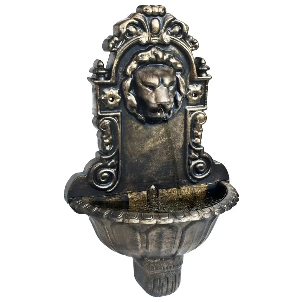 Wall Fountain Lion Head Design Bronze 48222