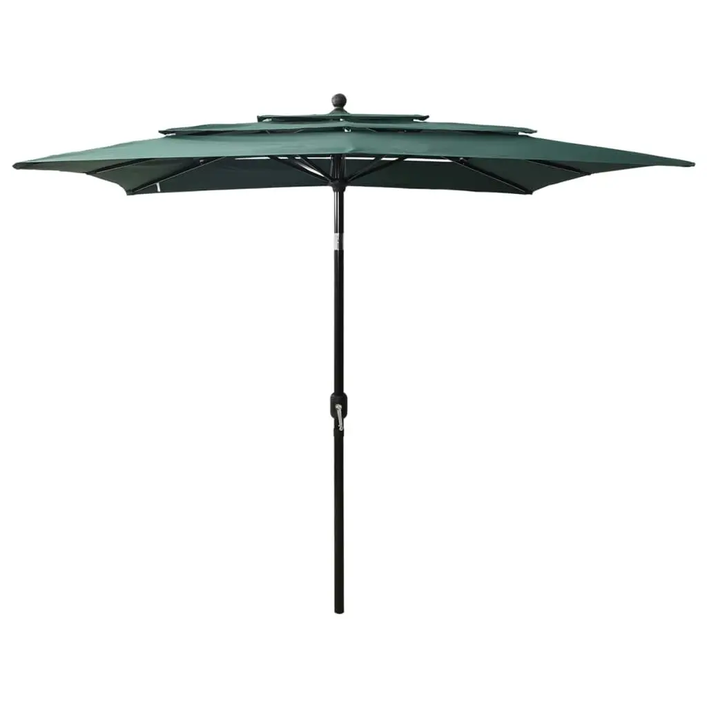 3-Tier Parasol with Aluminium Pole Green 2.5x2.5 m 313837