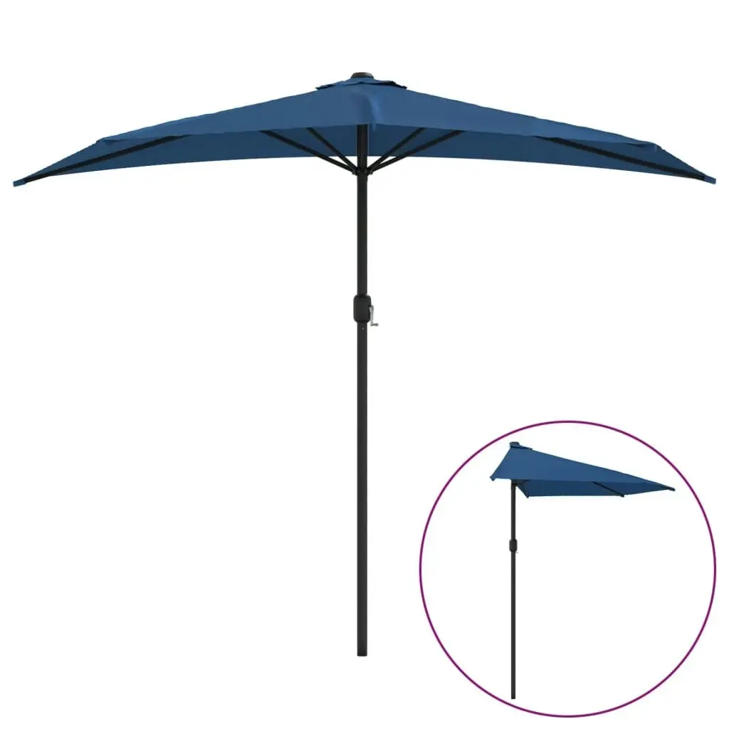 Balcony Parasol with Aluminium Pole Blue 270x144x222 cm Half 312501