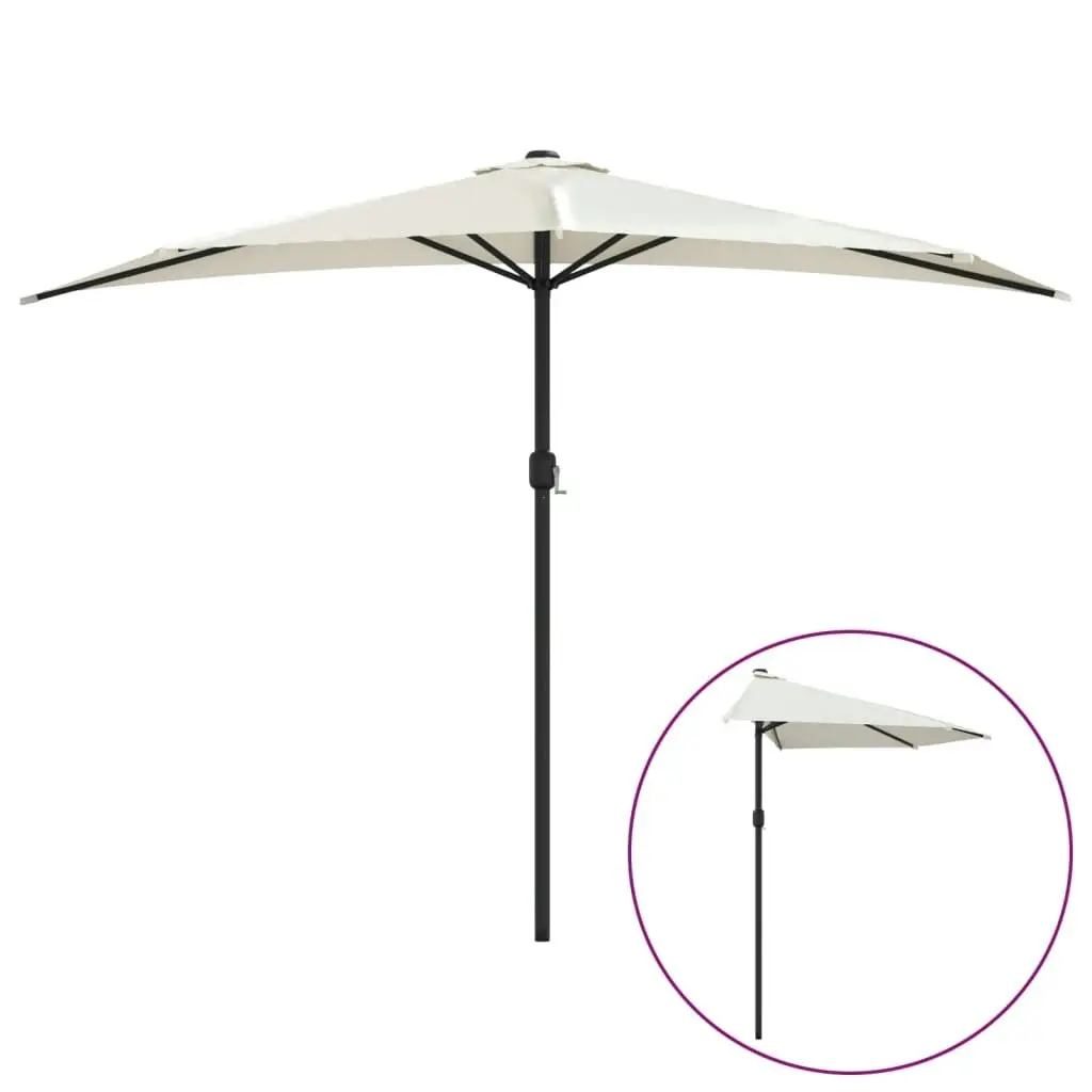 Balcony Parasol with Aluminium Pole Sand 300x155 cm Half 44591