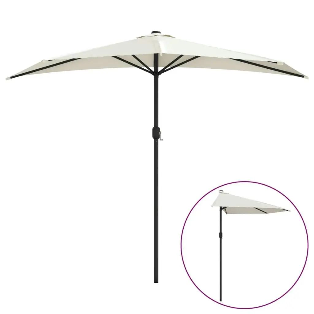 Balcony Parasol with Aluminium Pole Sand 270x144 cm Half 44587