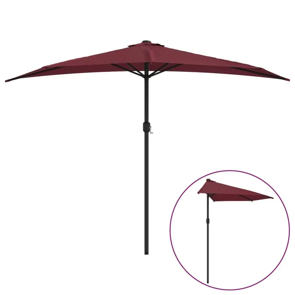 Balcony Parasol with Aluminium Pole Bordeaux Red 300x155x223 cm Half 312502