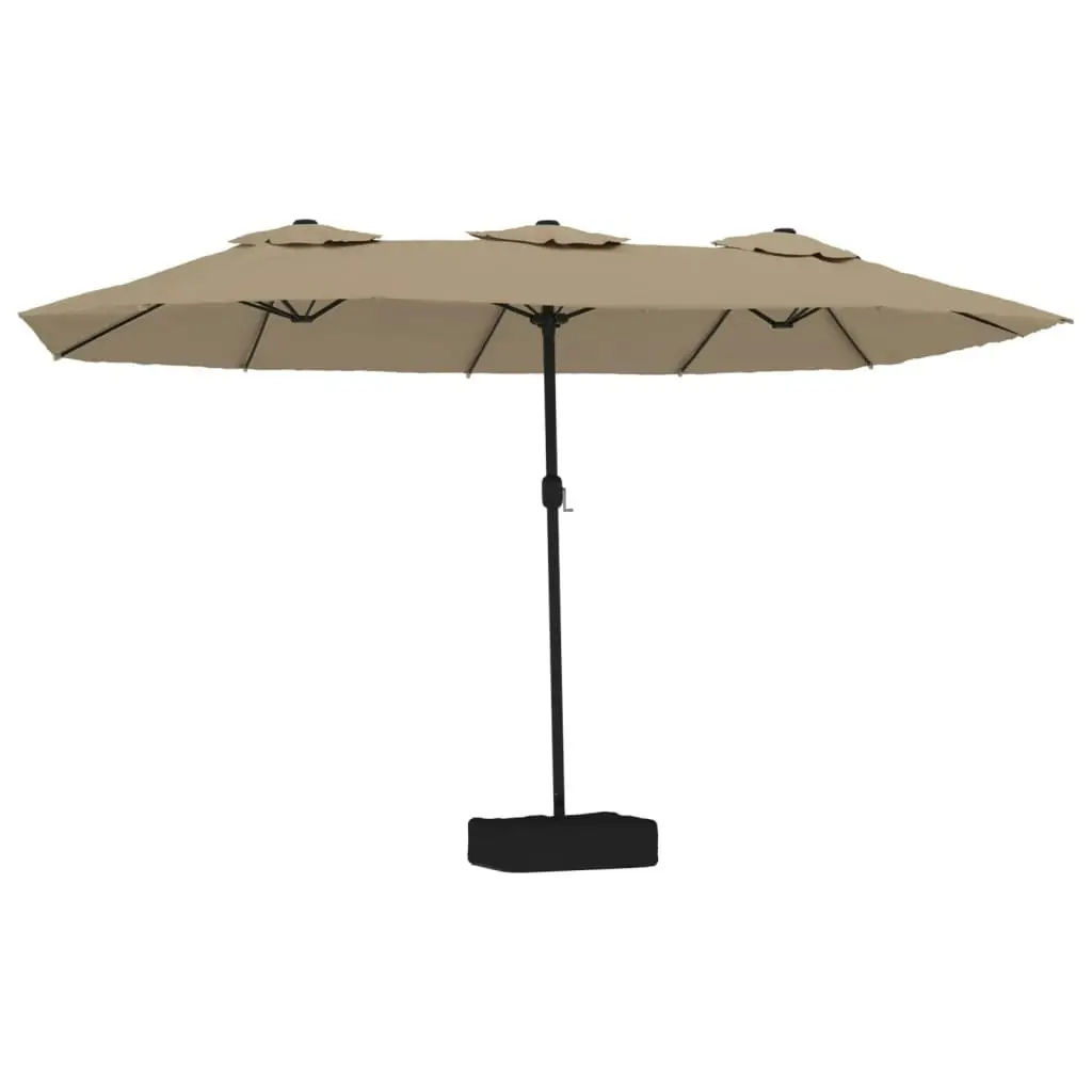 Double-Head Parasol with LEDs Taupe 449x245 cm 362956