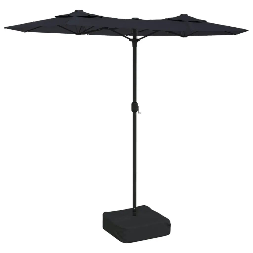 Double-Head Parasol with LEDs Black 316x240 cm 362975