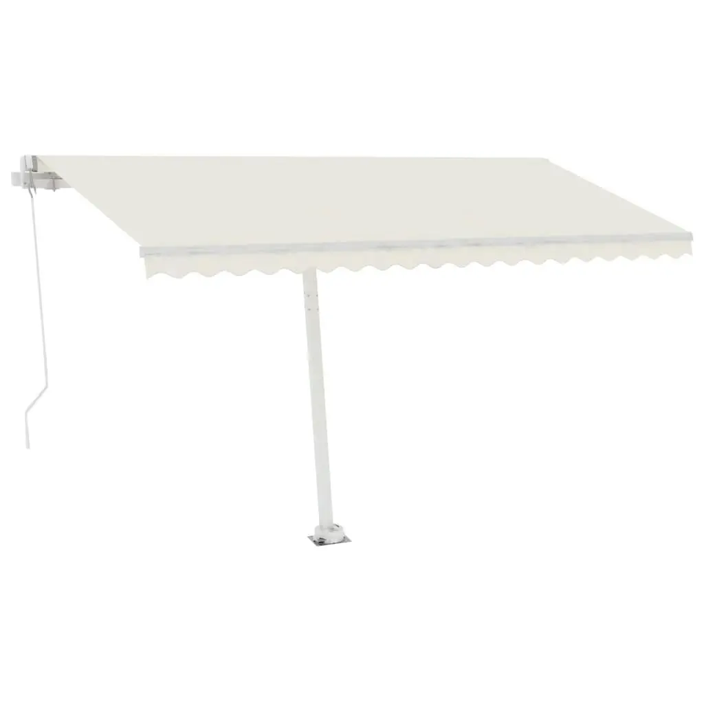 Freestanding Manual Retractable Awning 400x300 cm Cream 3069537