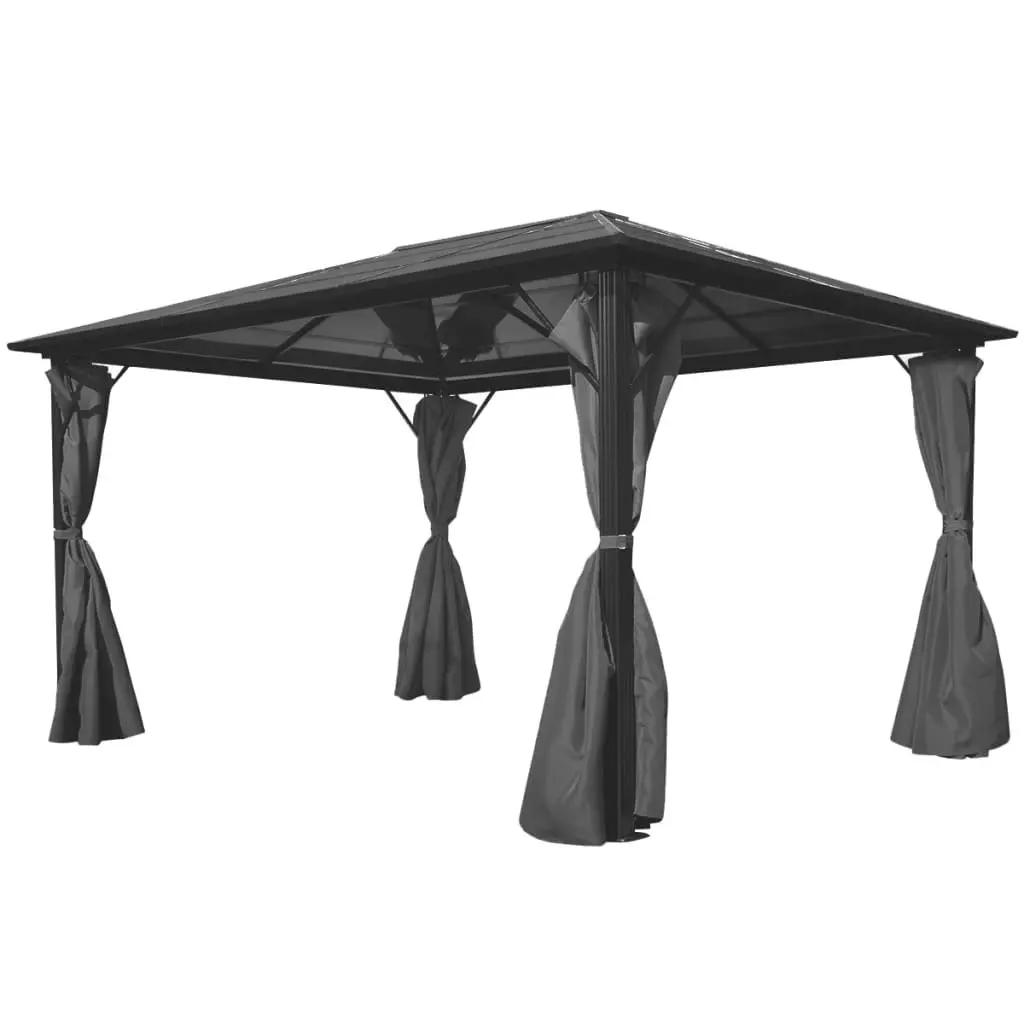 Gazebo with Curtain Anthracite Aluminium 400x300 cm 44890