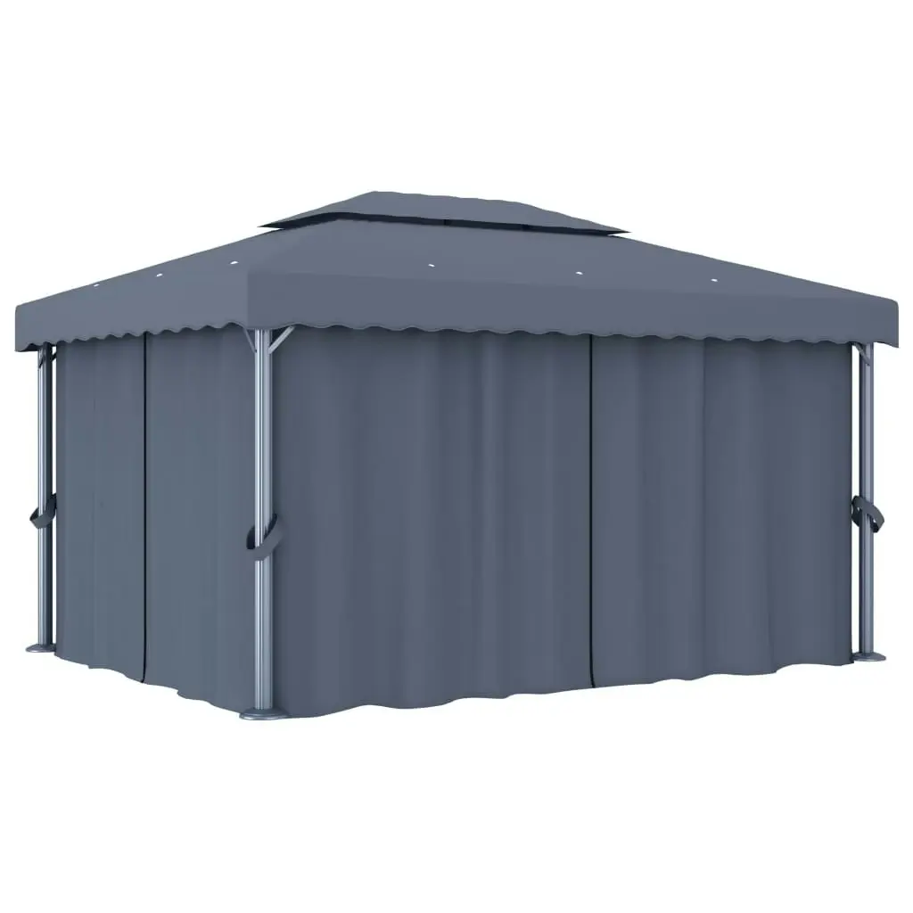 Gazebo with Curtain 4x3 m Anthracite Aluminium 3053376