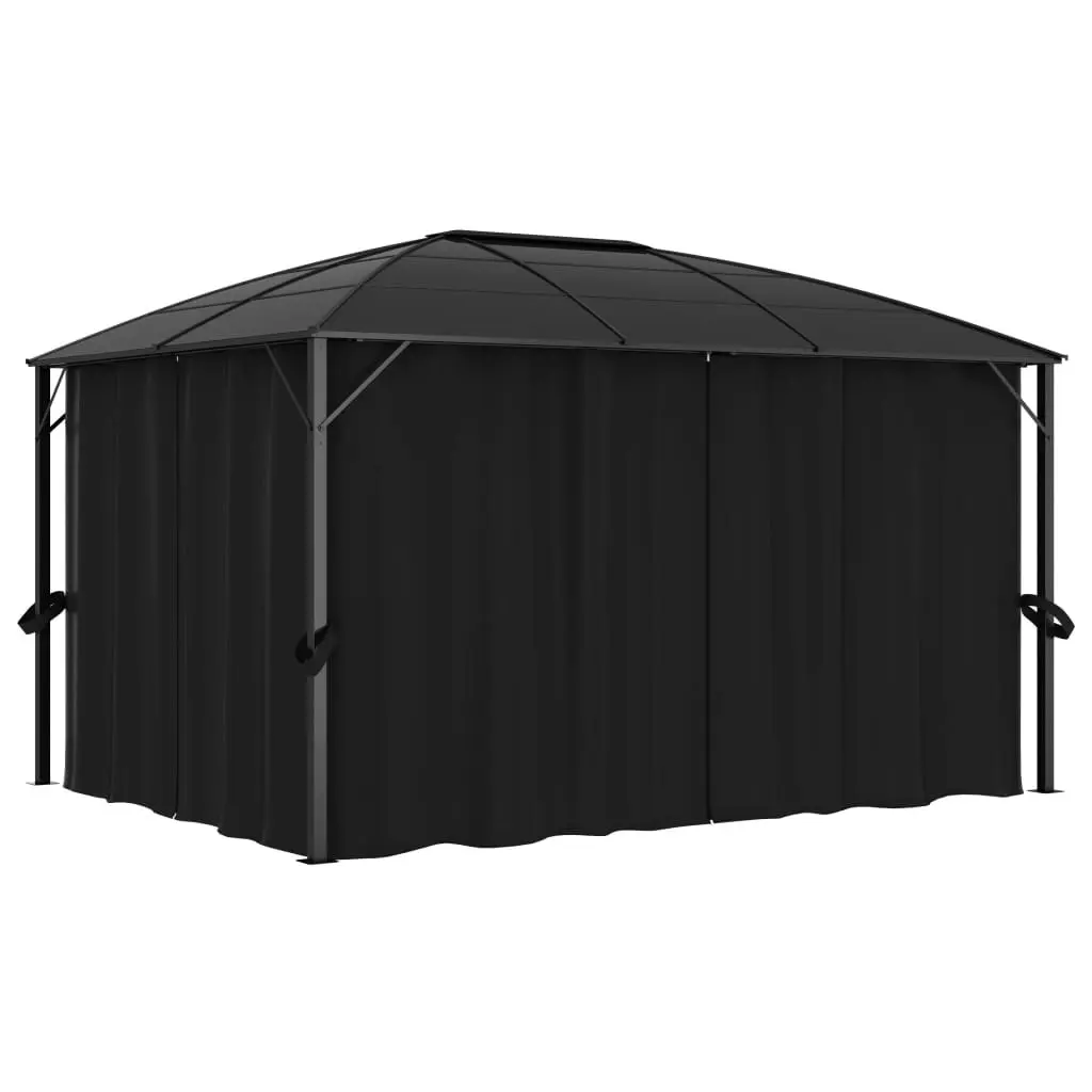 Gazebo with Curtains 400x300x265 cm Anthracite 48601