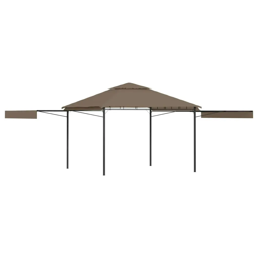 Gazebo with Double Extending Roofs 3x3x2.75 m Taupe 180g/mÂ² 312268