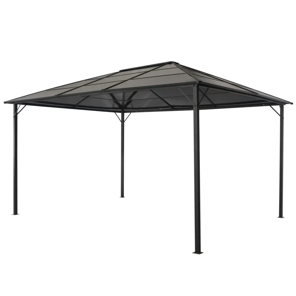 Gazebo with Roof Aluminium 4x3x2.6 m Black 44643