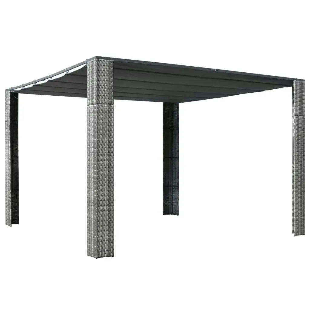 Gazebo with Roof Poly Rattan 300x300x200 cm Grey and Anthracite 44818