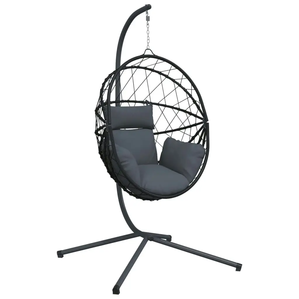 Hanging Egg Chair with Stand Anthracite Rattan and Steel 4007402