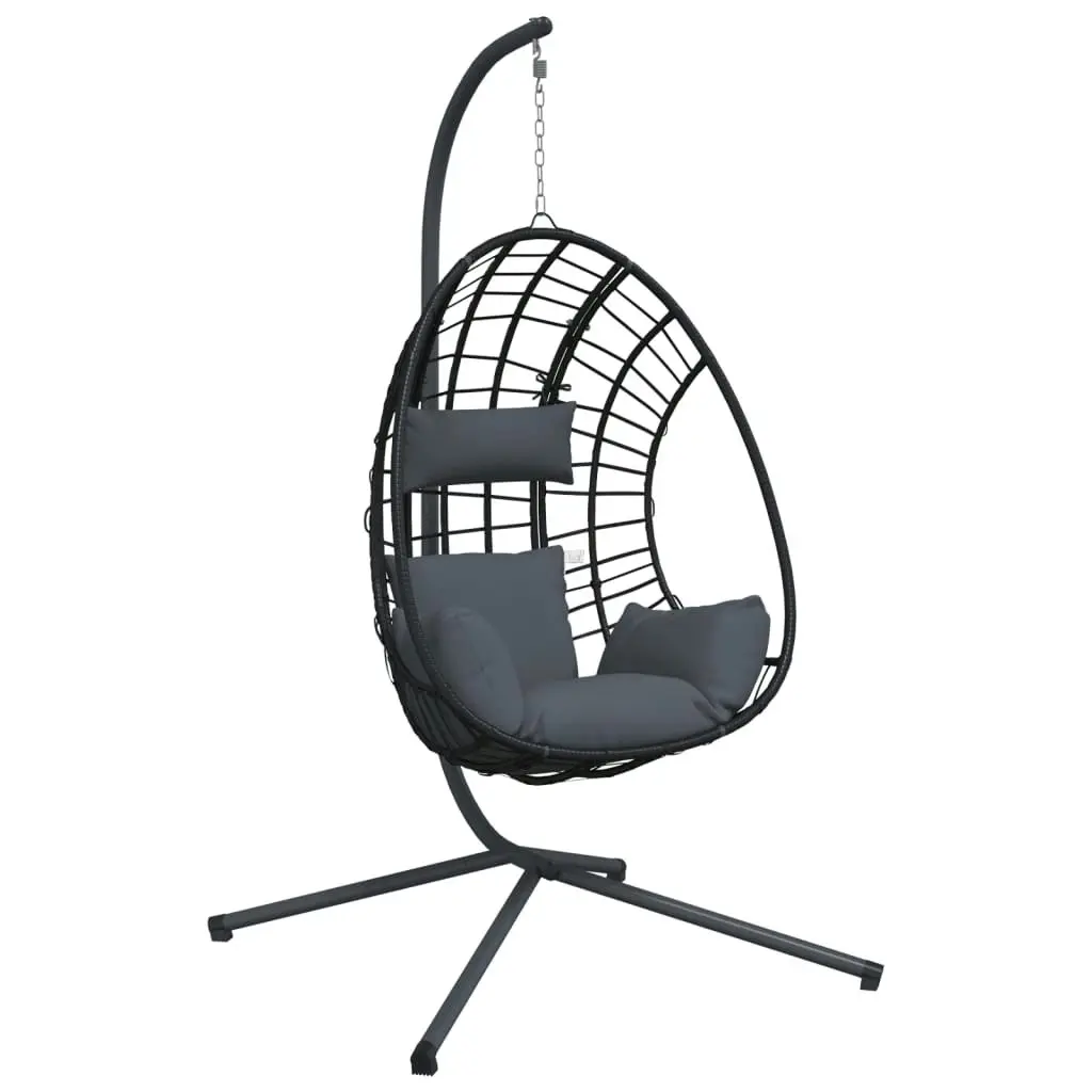 Hanging Egg Chair with Stand Anthracite Rattan and Steel 4007409