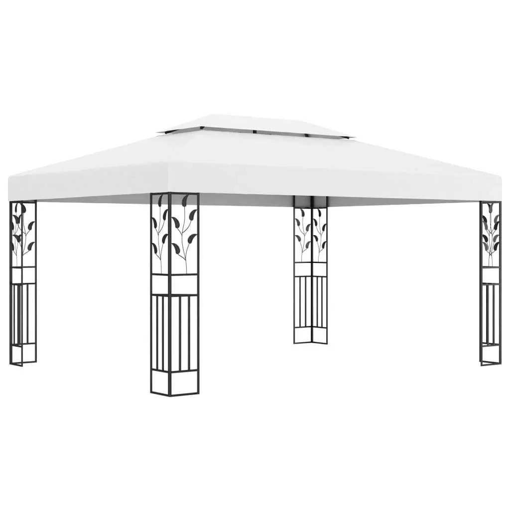 Gazebo with Double Roof 3x4 m White 48030