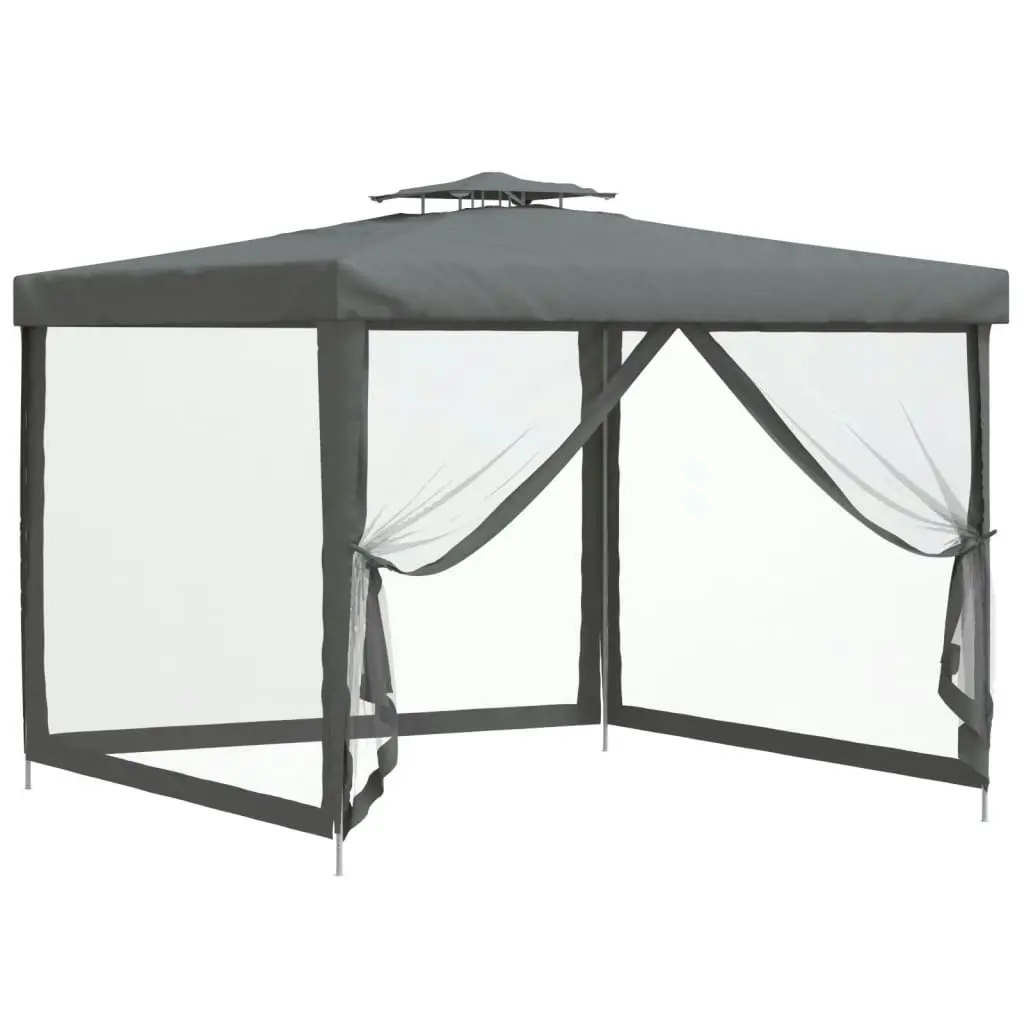 Gazebo with Double Roof Anthracite 3x3x2.68 m Fabric 362625