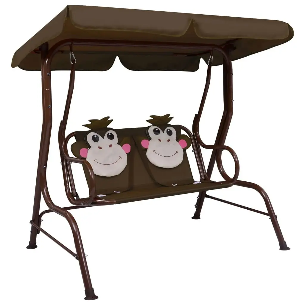 Kids Swing Bench Brown 115x75x110 cm Fabric 48097