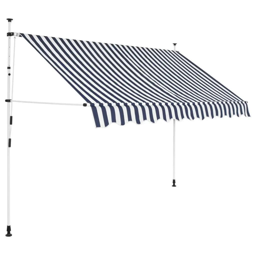 Manual Retractable Awning 250 cm Blue and White Stripes 43221