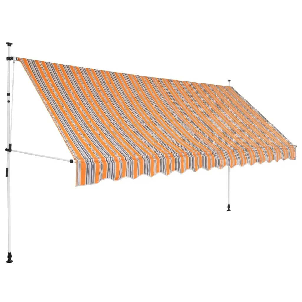 Manual Retractable Awning 400 cm Yellow and Blue Stripes 43230