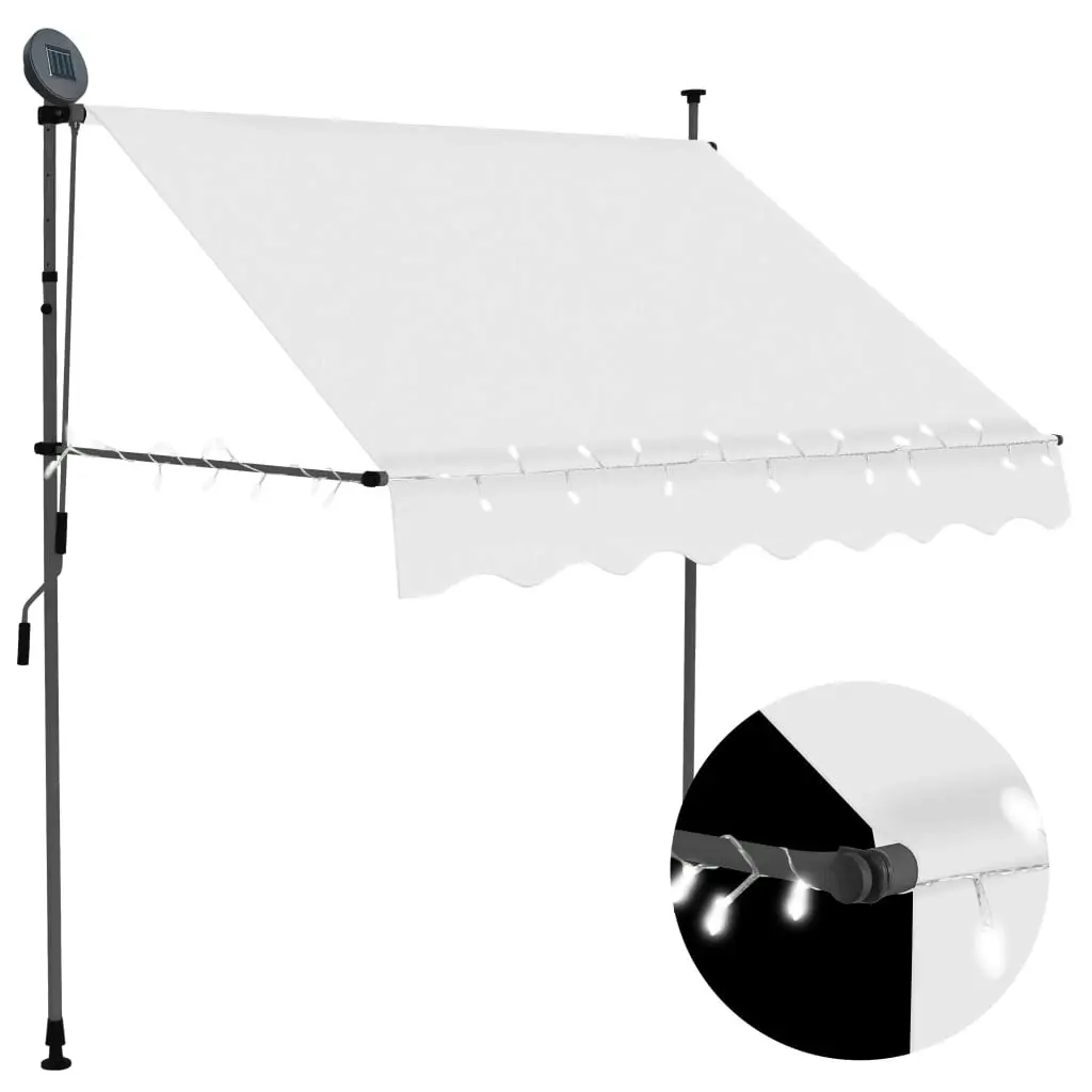 Manual Retractable Awning with LED 200 cm Cream 145871