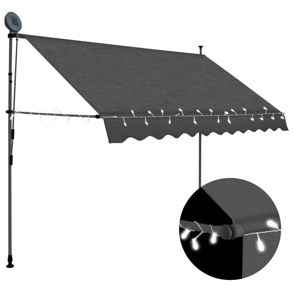 Manual Retractable Awning with LED 300 cm Anthracite 145866