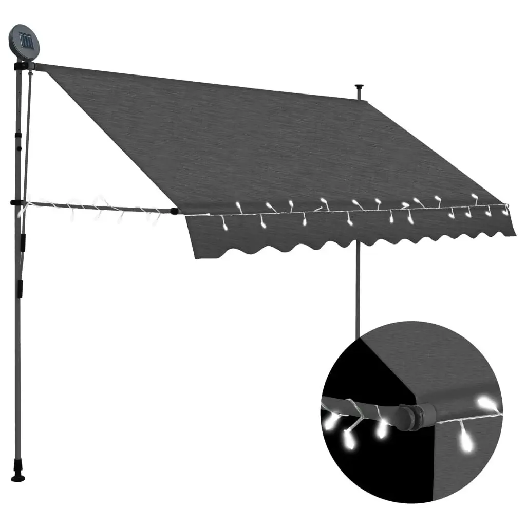 Manual Retractable Awning with LED 250 cm Anthracite 148091