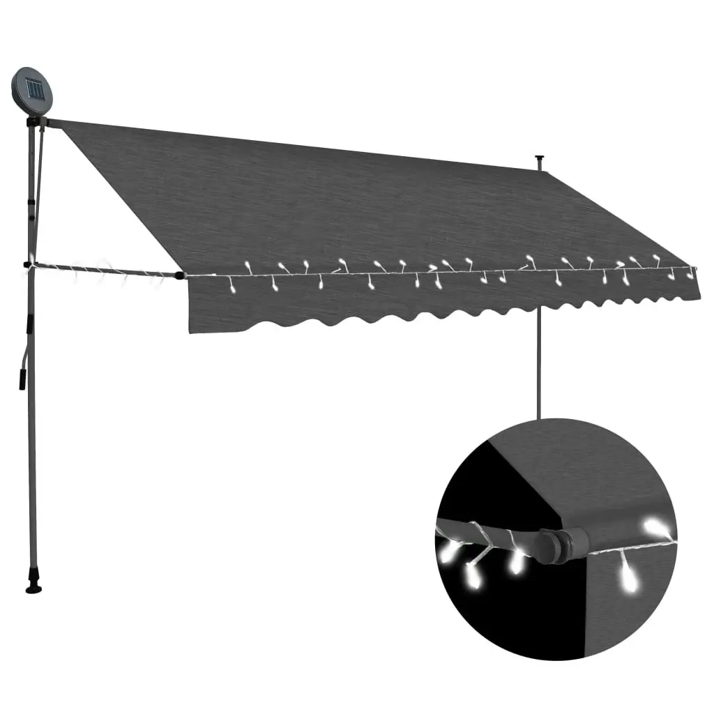 Manual Retractable Awning with LED 350 cm Anthracite 145867