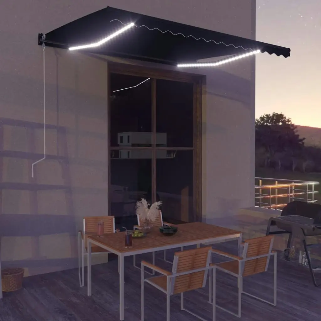 Manual Retractable Awning with LED 400x300 cm Anthracite 3051245