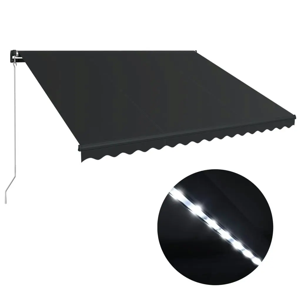 Manual Retractable Awning with LED 450x300 cm Anthracite 3051246