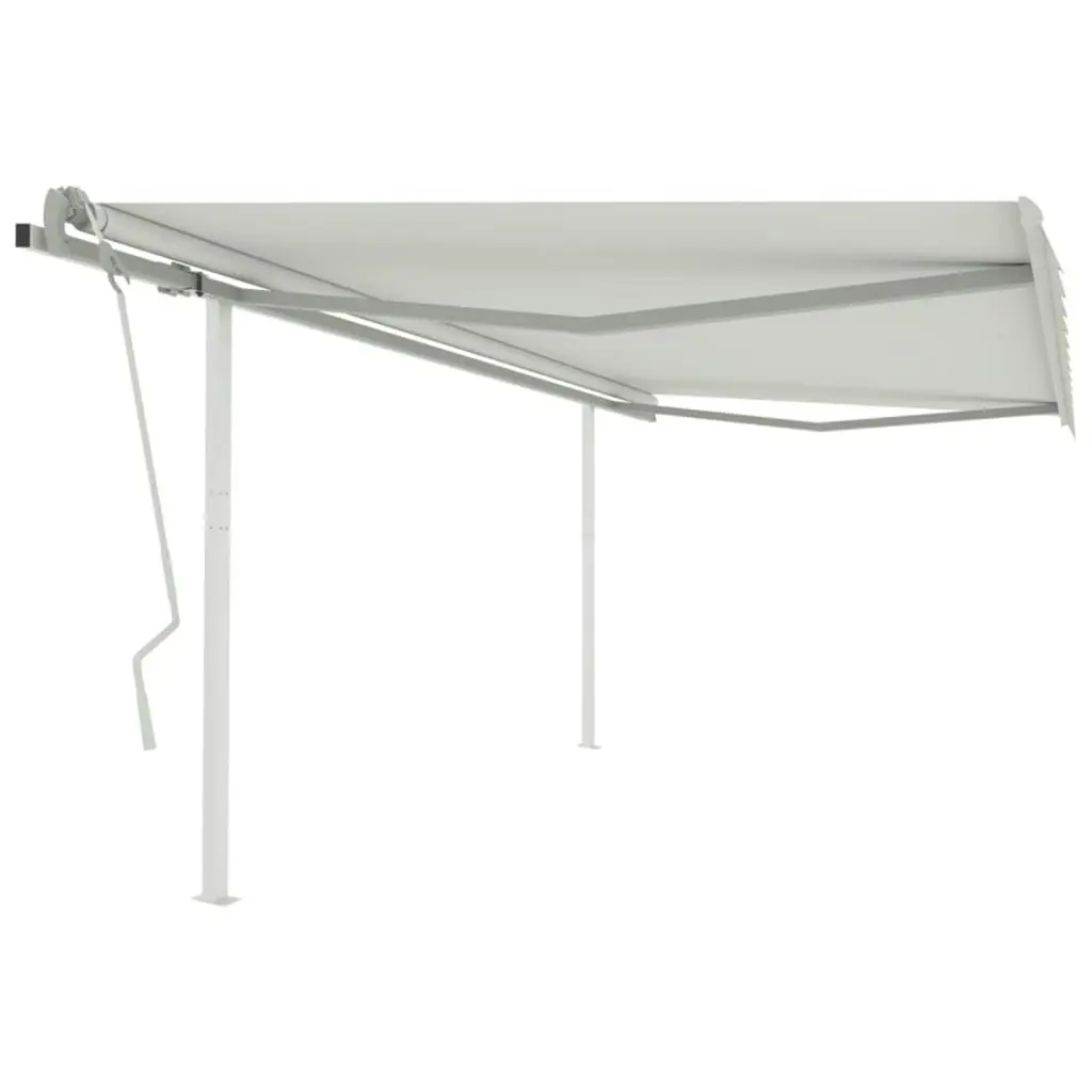 Manual Retractable Awning with Posts 4x3 m Cream 3069937