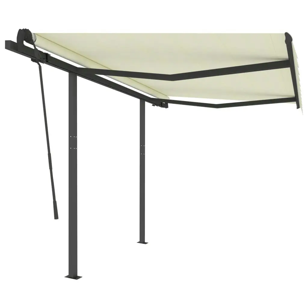 Manual Retractable Awning with Posts 3x2.5 m Cream 3070097