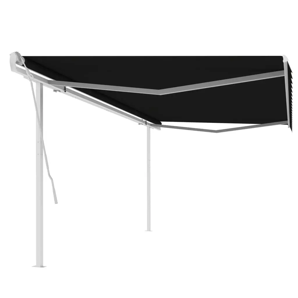 Manual Retractable Awning with Posts 5x3 m Anthracite 3069979