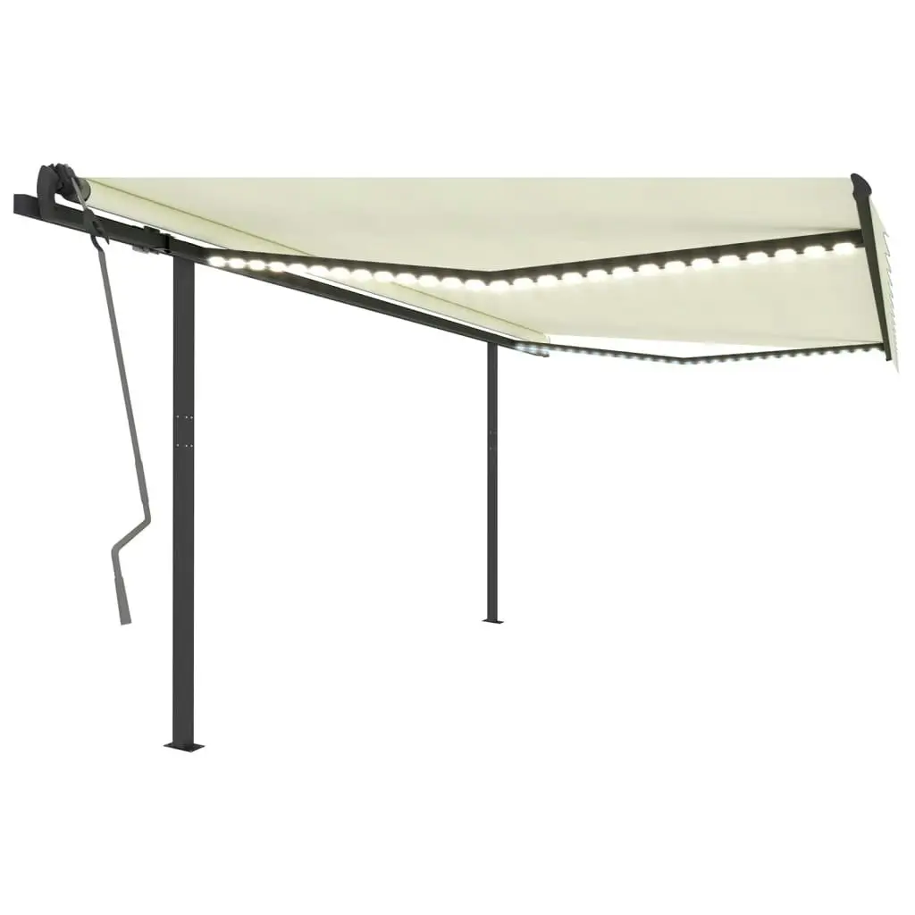 Manual Retractable Awning with LED 4x3 m Cream 3070142