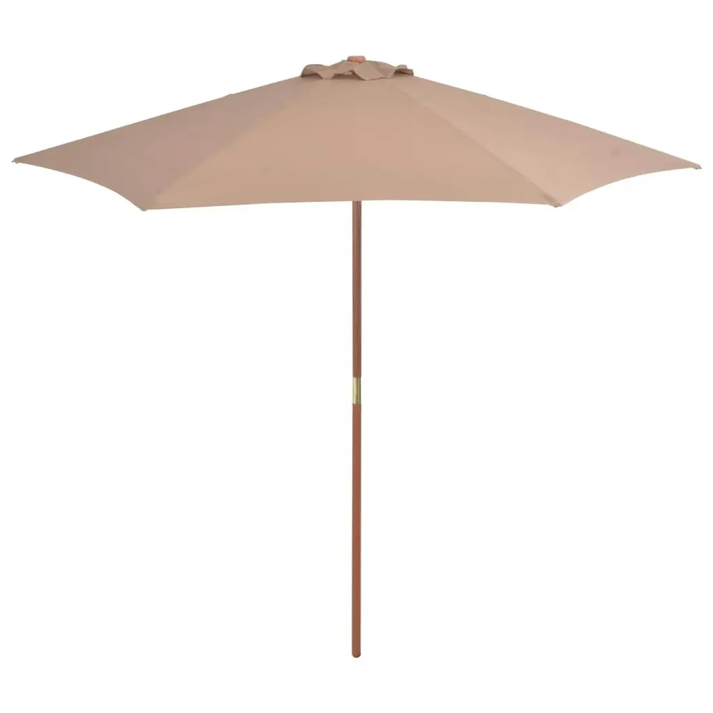 Outdoor Parasol with Wooden Pole 270 cm Taupe 44516