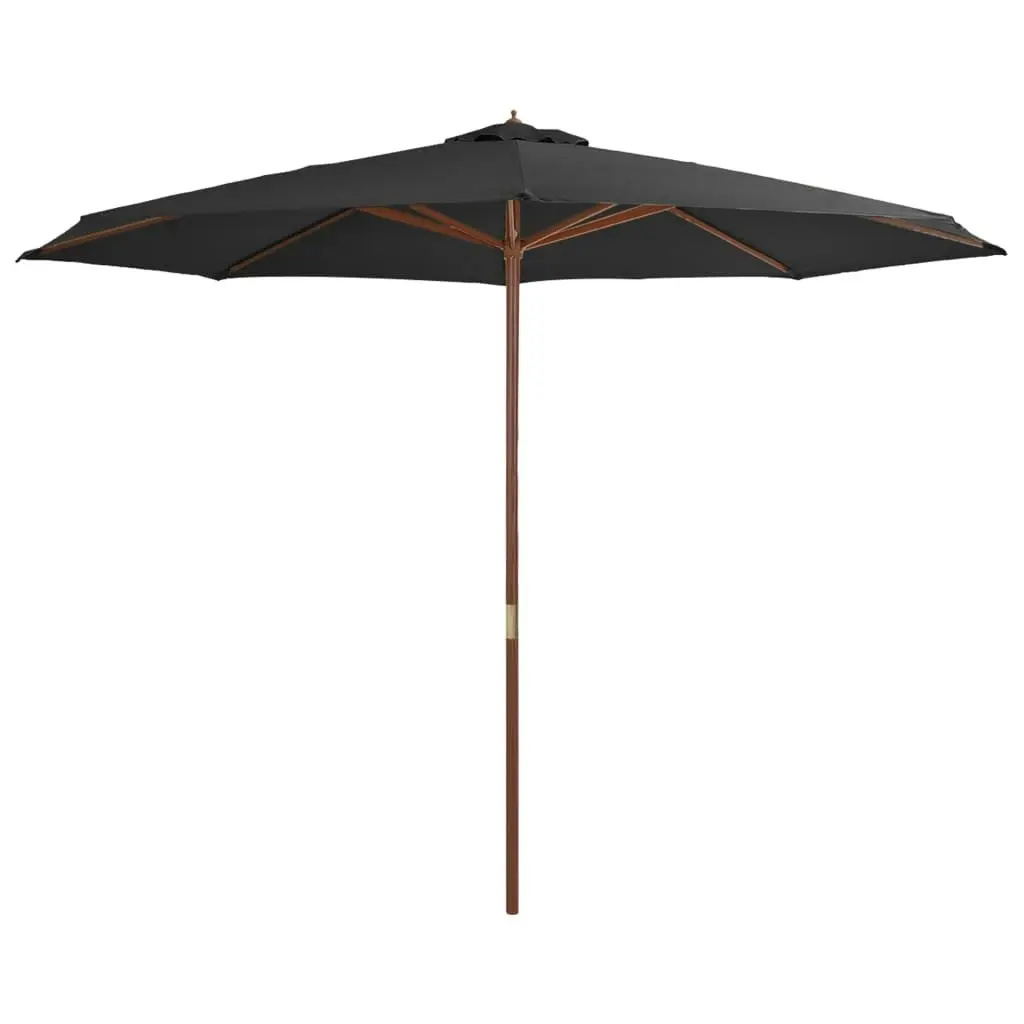 Outdoor Parasol with Wooden Pole 350 cm Anthracite 44529