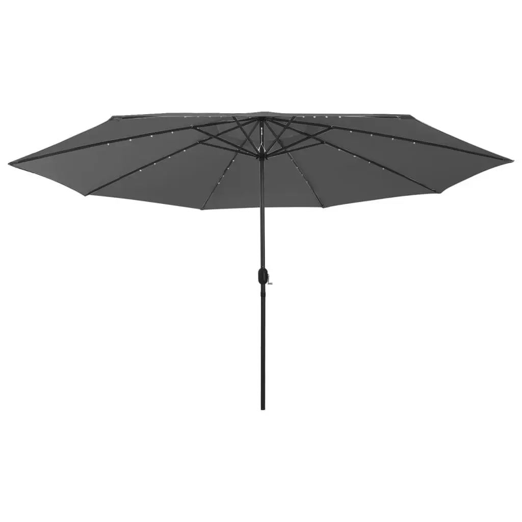 Outdoor Parasol with LED Lights and Metal Pole 400 cm Anthracite 312532