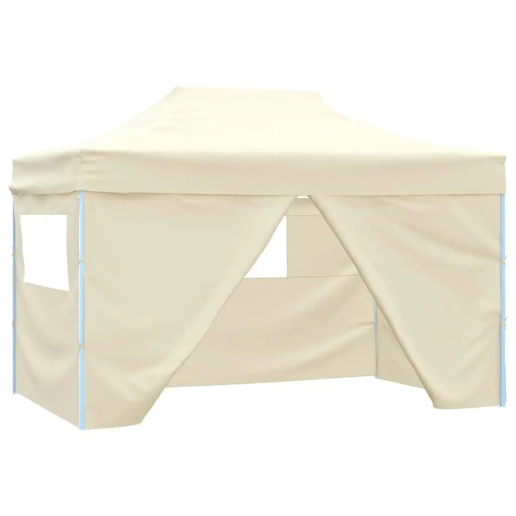 Professional Folding Party Tent with 4 Sidewalls 3x4 m Steel Cream 48894