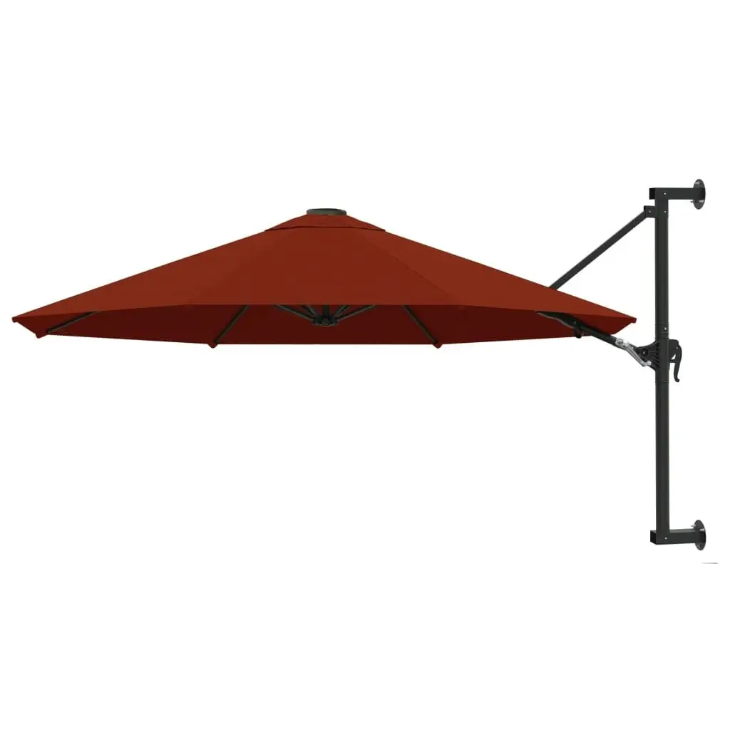 Wall-Mounted Parasol with Metal Pole 300 cm Terracotta 47299