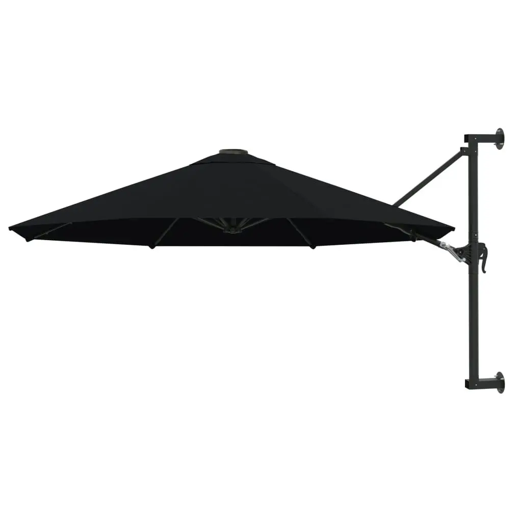 Wall-Mounted Parasol with Metal Pole 300 cm Black 47300